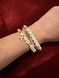 Breast Cancer Awareness Beaded Bracelet Set