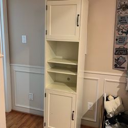 TWO tall bedside bookshelves/cabinets