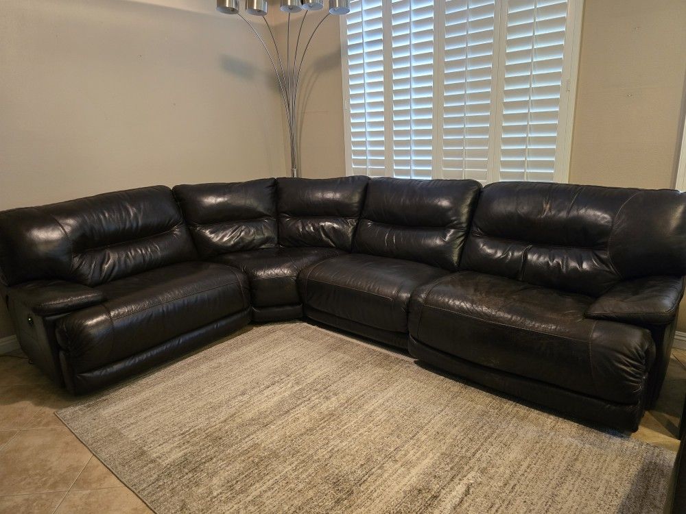 Leather Reclining Corner Sofa