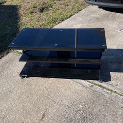 Glass Tri-level Entertainment Center ( Black) 
