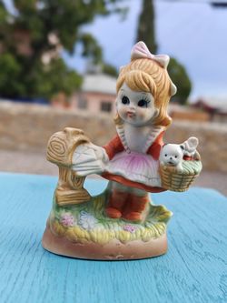 ARDCO Porcelain Ceramic Figurine - Girl with Basket at Mailbox