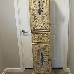 Wood And Tin Hand Painted Cabinet