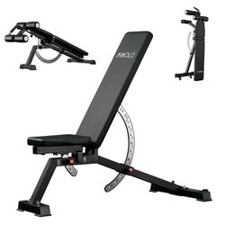 Mikolo 15-Position FID Adjustable Weight Bench, Adjustable Workout Bench with 1200LBS Weight Capacity, Vertical Storage Space-Saving Exercise Bench wi