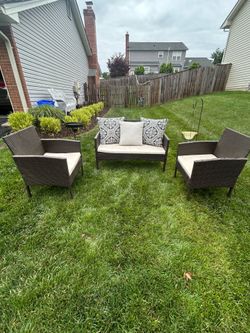 Outdoor Wicker Patio Set with Cushions