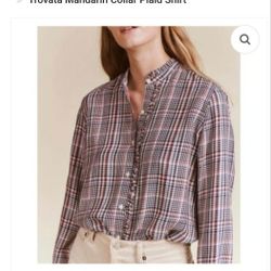Trovata Mandarin Collar Plaid Shirt
