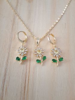 Gold-plated Flower Jewelry Set