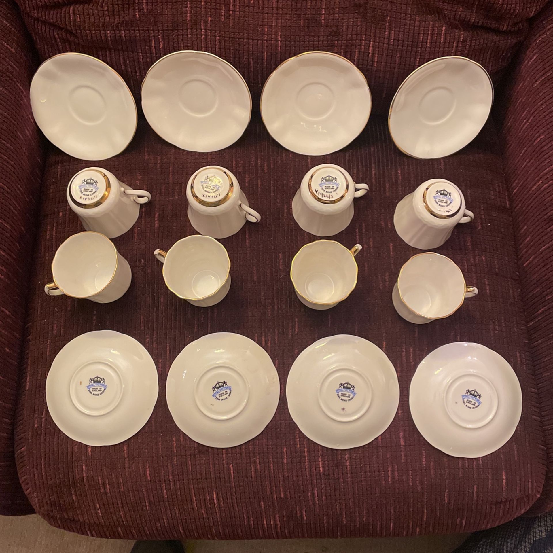 Antique Fine Bone China Set Of 8 