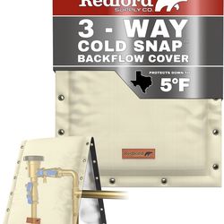 Redford Supply Co. Cold Snap (5°F) Backflow Preventer Insulation Cover, 3-Way Custom, 14"W x 18"H, Pipe Insulation, Water Sprinkler Covers for Outside