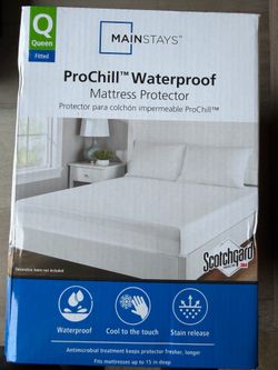 Mainstays ProChill Waterproof Cooling Fitted Mattress Protector, Queen