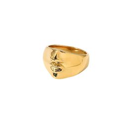 Face Shape 18k Gold Plated Ring 