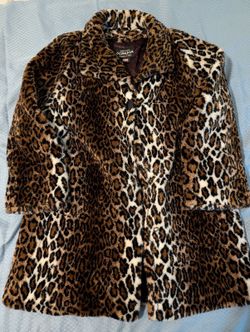 Olympia Limited Inc. Women’s Leopard Print Coat Brown/Black/White M Button Lined