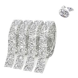 ZMD 6Rolls Self Adhesive AB Crystal Rhinestone Strips, Resin Rhinestones Ribbon Diamond Sticker Glitter Bling Ribbons for Wedding Birthday Christmas P