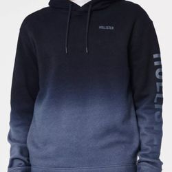 Hollister  Fleece Lined Ombre Logo Hoodie Navy Blue Size L NWT MSRP $49.95