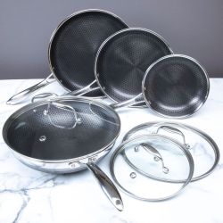 Hexclad Stainless Steel Nonstick Frying Pan Set with Lids