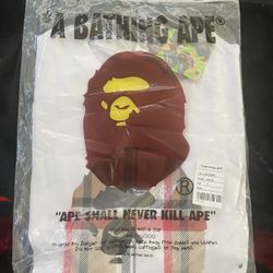 BURRBERRY BAPE APE TEE (NEVER OPEN OR WORN) (COMES WITH BAG)