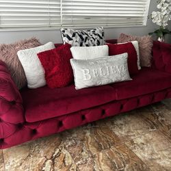 Beautiful Red Velvet Sofa 