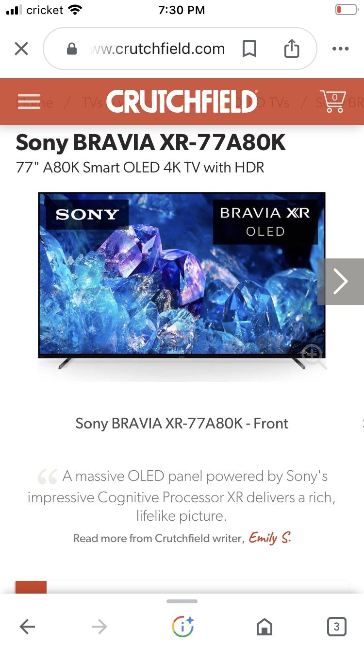 Sony 77classA-80k HDR OLED TV with Google Smart Tv XR77A80k MODLE