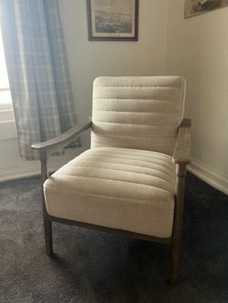 Beige Accent Chair with Wood Frame