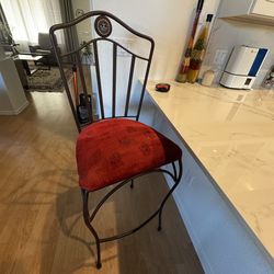 Pair of Custom Hand-Forged Iron Counter Stools