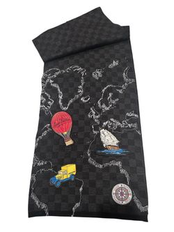 Louis Vuitton Echarpe Petit Damier Graphity Wool M75903 Shawl Black Gray auth