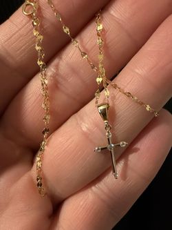Cadena y cruz 14k