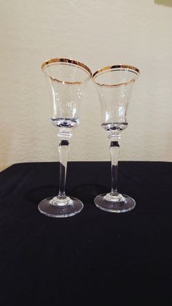 Jamestown Clear 22k Gold Trim Mikasa Crystal Luxury Wine Glasses Glass
