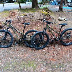 2- coop bikes from REI they both need derailleur's paid $1.100 for them asking $600.00 tire size 24" derailleur's are 20.00 each at REI 