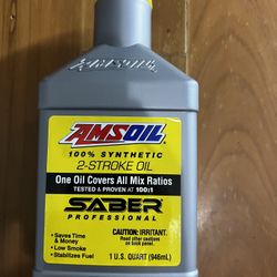 AMSOIL SABER Professional 2-Stroke Oil 1 Qt 100% Synthetic – Tested at 100:1 Mix