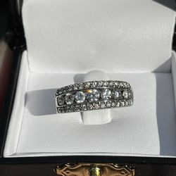 Cascading Diamond Triple-Row Band