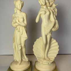 2 MCM Stonelite Alabaster Nude Goddess Statues 9.5” Figurines