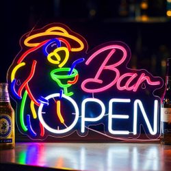 Parrot Bar Open LED Neon Sign