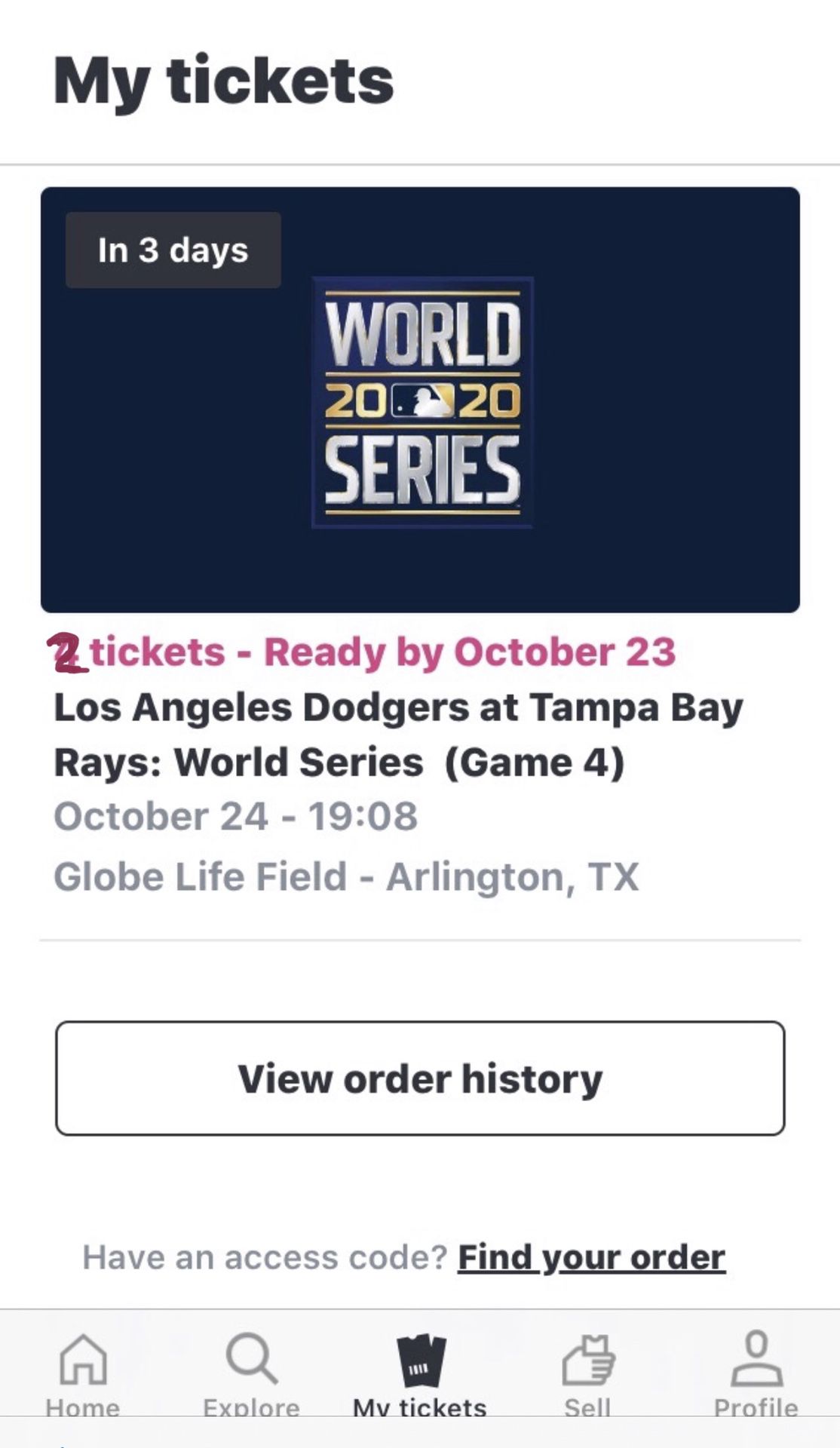 Two World Series Game 4 Tickets