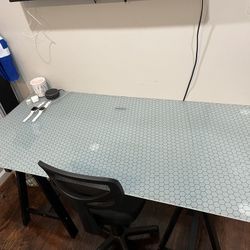 IKEA Removable Glass Desk and Wooden Legs!