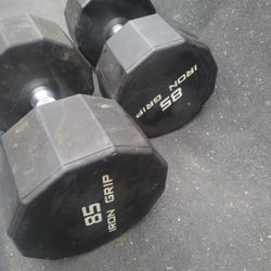 85lbs Iron Grip Dumbells Weights 