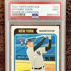 2023 Topps Heritage #282 Anthony Volpe Rookie SP Variation PSA 9