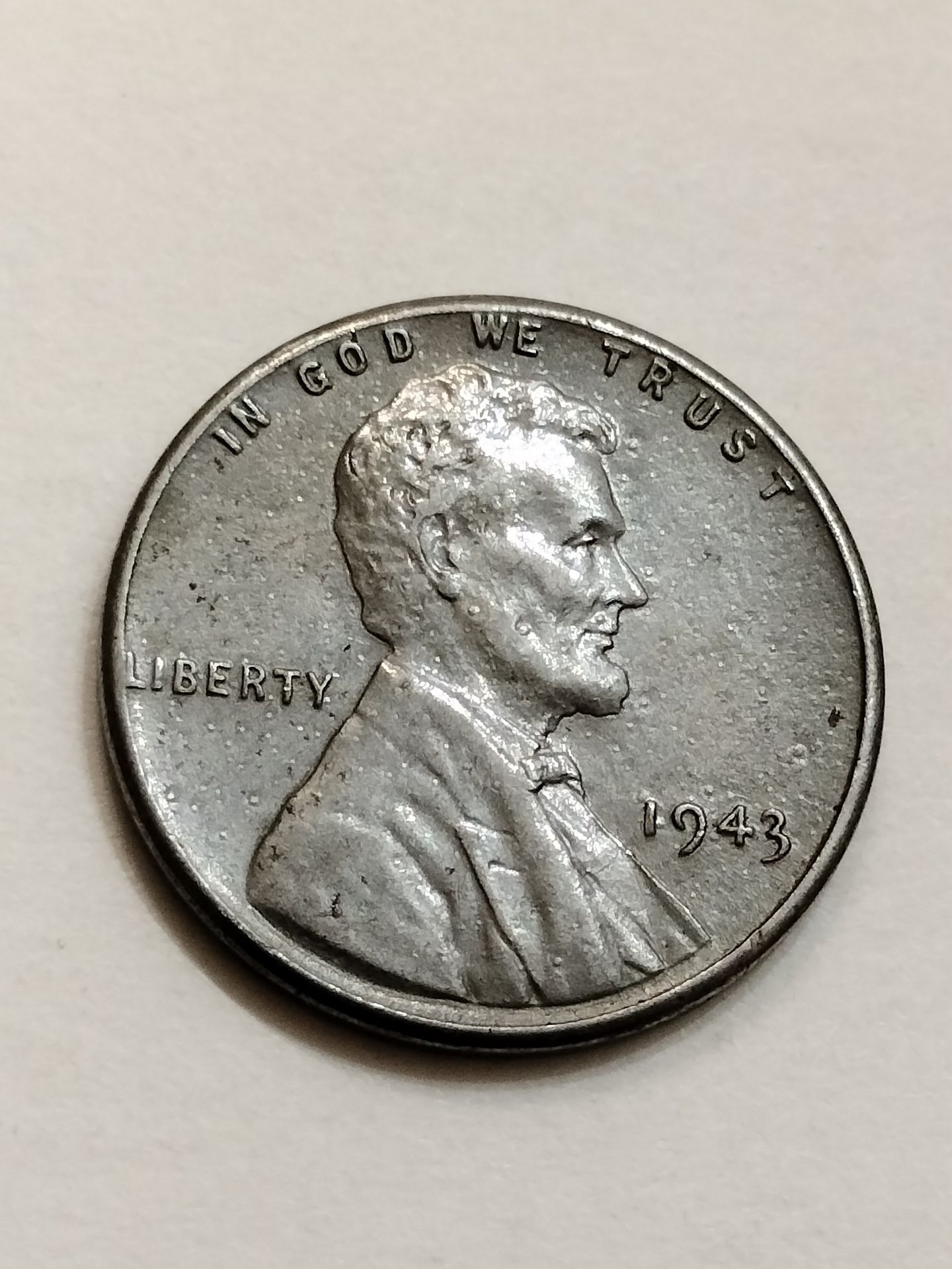 1943 Steel Wheat Cent Penny Coin / War Era Steel Cent