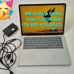 Surface Laptop Studio 14" nVidia RTX 3050Ti Intel i7 32GB Ram 1TB SSD Windows PC Microsoft Gaming