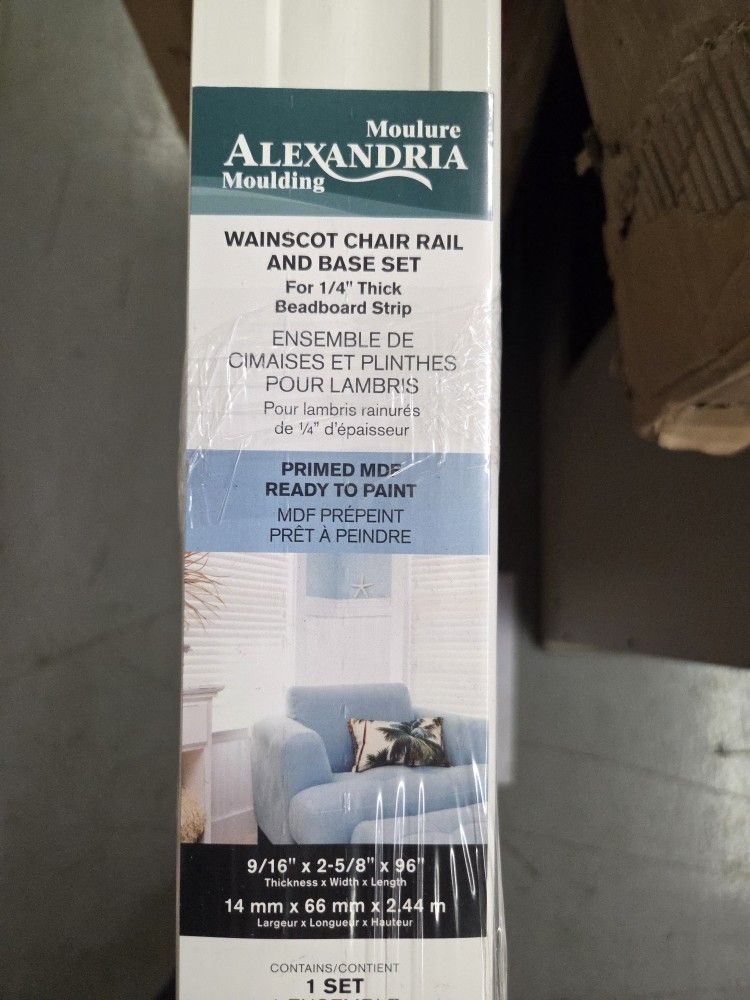 Alexandria Moulding 9/16 in. H X 2-5/8 in. W X 8 ft. L Primed White MDF Molding