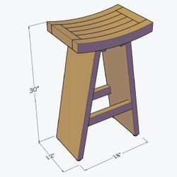 30” Tall Asia Teak Bar Stools