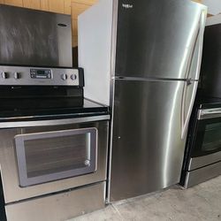 Whirlpool, Refrigerator And Stove Stainless Steel, 