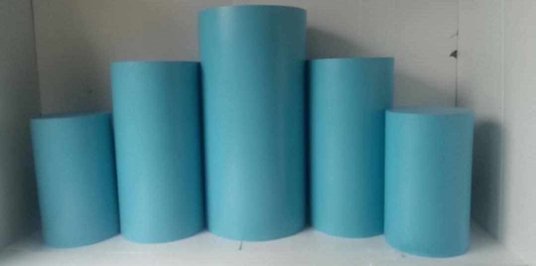 5 set of Blue Cylinder Plinths