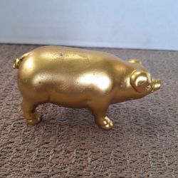 Pewelry Gold Painted Pig Figurine