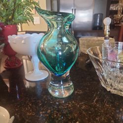 Somerso Tear Drop  Vase  Green And Blue Glass
