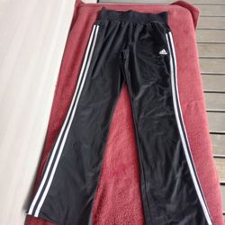 Adidas Size Small Black White 3 Stripe Womens Active Gym Sweatpants