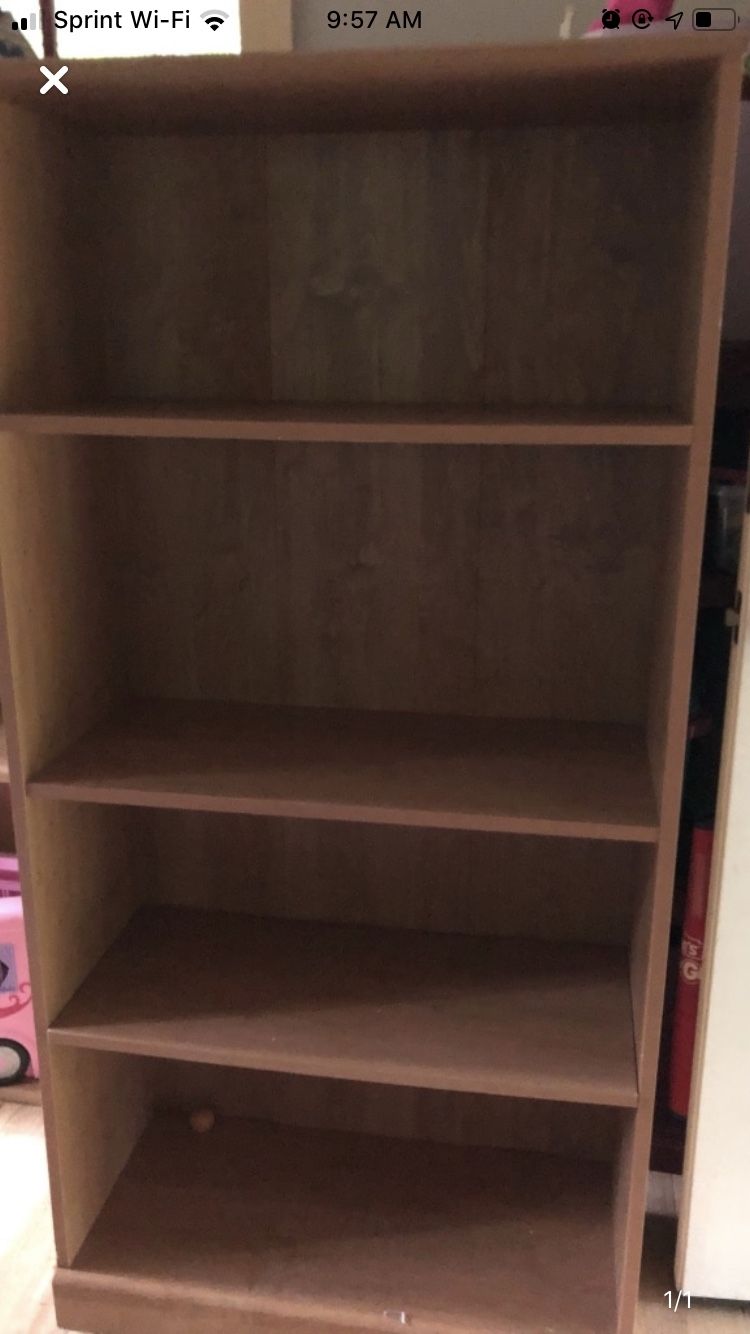 Book shelf medium wood color 4 shelves