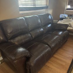 Real Leather Reclining Sofa & Loveseat Set
