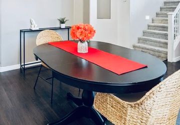 Black dinning table with extension
