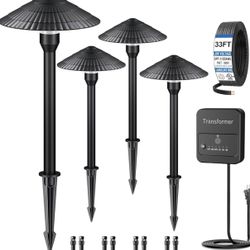ZZXX All-in-One Low Voltage Landscape Lighting Kit 4-Pathway Lights with 40W Transformer, 5W LED Landscape Lighting Low Voltage 12-24V,IP66 Waterproof