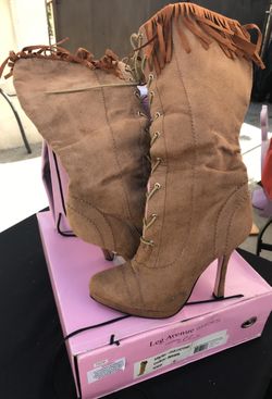 Brown Suede Fringe Boots Size 7