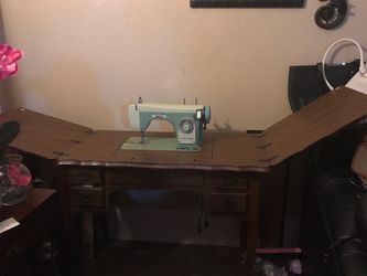 Antique sewing machine desk
